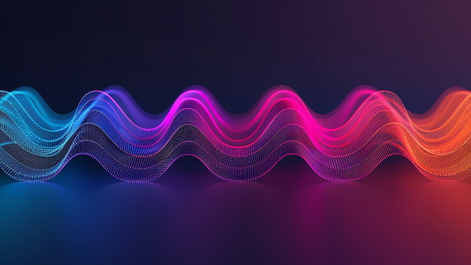 A series of sine waves in a range of colors from blue to red to orange, left to right, on a black background.