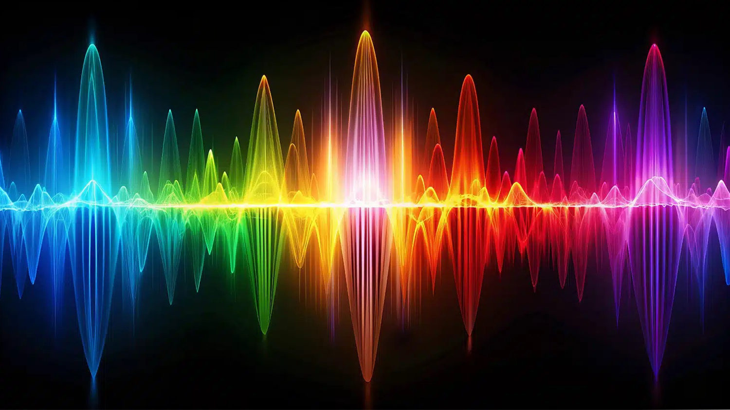 AI-generated image of colorful sound waves.