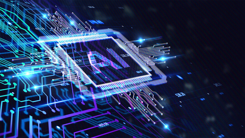 Stock image of AI as part of a neural computer network.