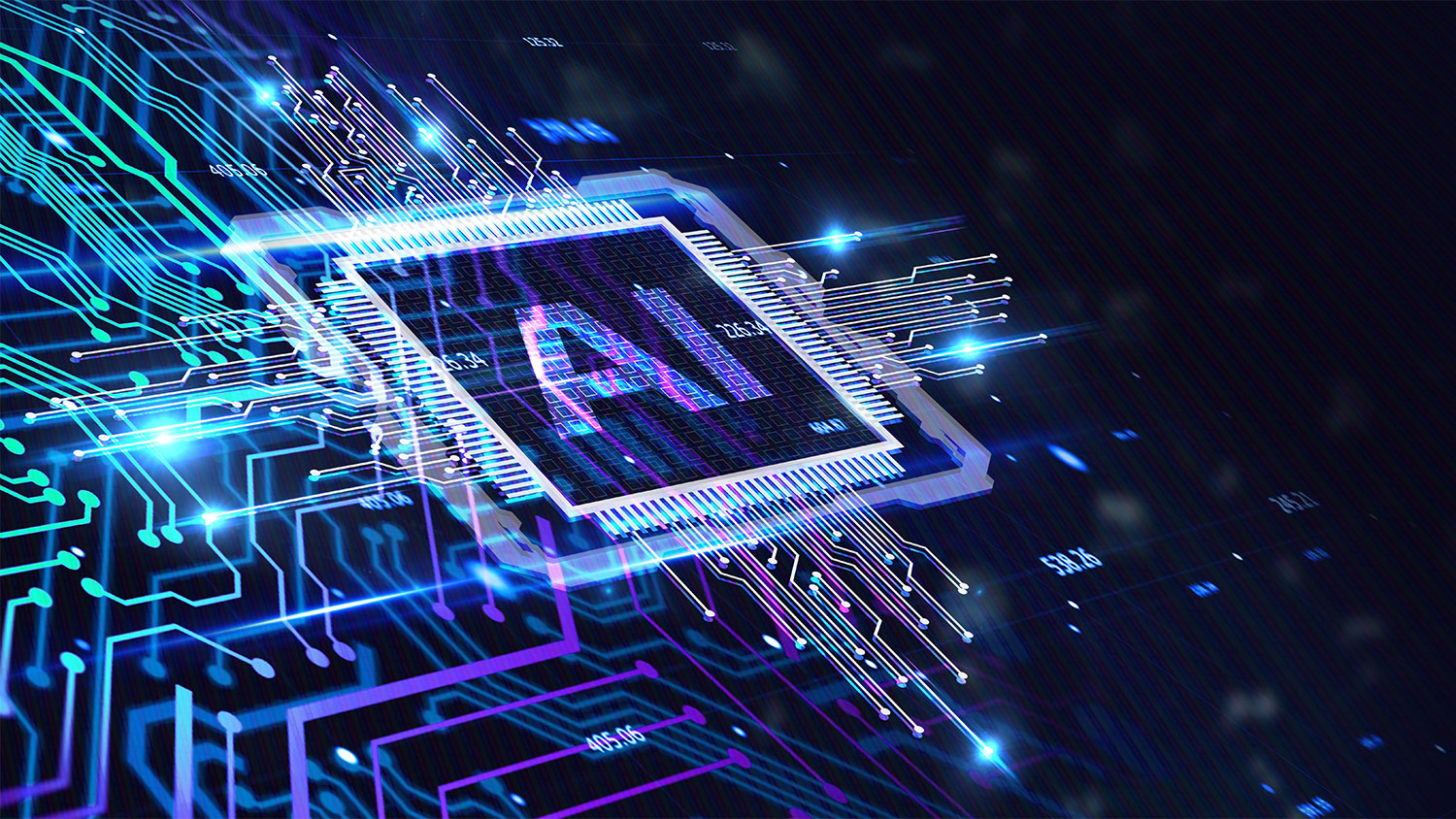 Stock image of AI as part of a neural computer network.