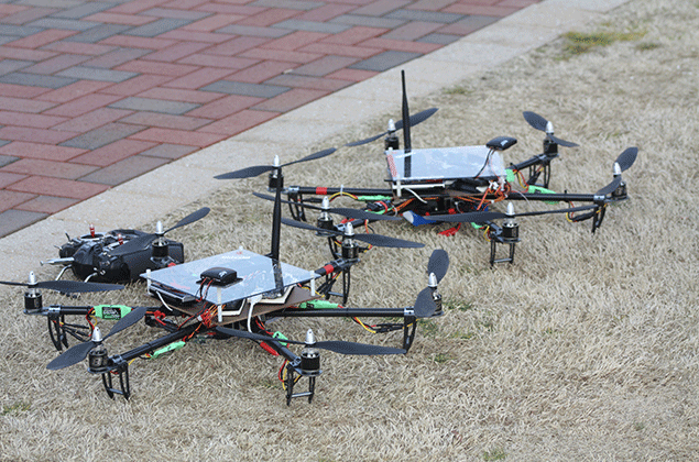 CentMesh drones are ready for a test flight on NC State's Centennial Campus.