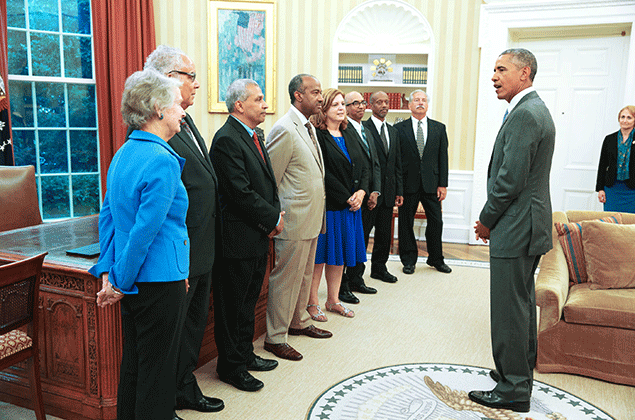 Parry, fifth from left, was one of 14 award winners.